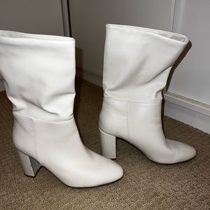 White Leather Material Boots